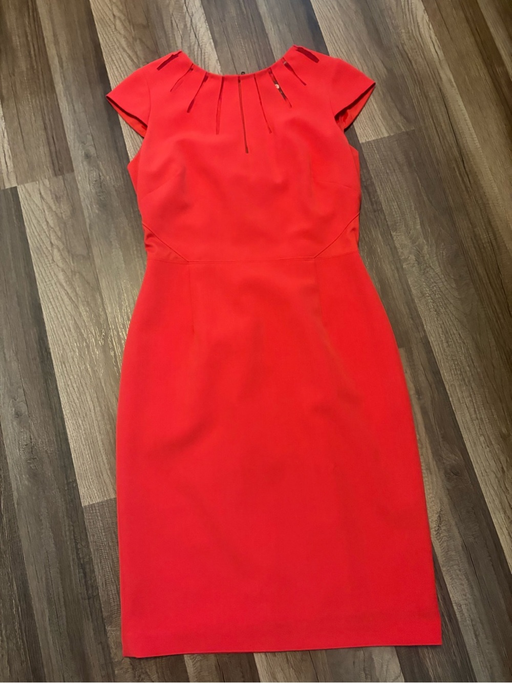 Orange Cap-Sleeve Sheath Dress